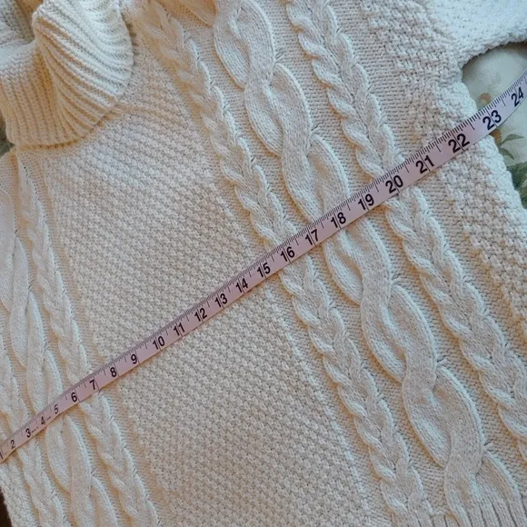 Madewell Cozy Cable Knit Women's Turtleneck Sweater in Cream size Medium