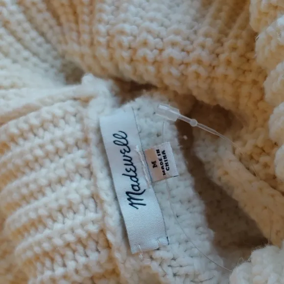 Madewell Cozy Cable Knit Women's Turtleneck Sweater in Cream size Medium