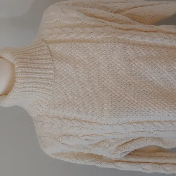 Madewell Cozy Cable Knit Women's Turtleneck Sweater in Cream size Medium