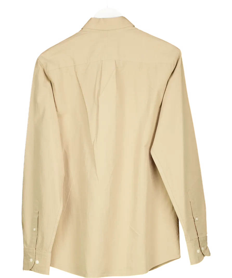 Massimo Dutti Beige Cotton Regular Fit Shirt UK M