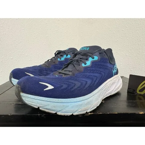 Mens 10.5 Hoka One One Arahi 6 Outer Space Blue White Athletic Running Shoes