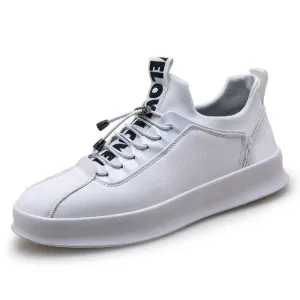 Mens Fashion Casual Sneakers Luxury Brand Pu Leather Shoes Men Red Thick Soled Young Casual Shoes Elastic Band Big Boy Flat Shoe