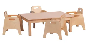 Millhouse Small Rectangular Table plus 4 Sturdy Chairs