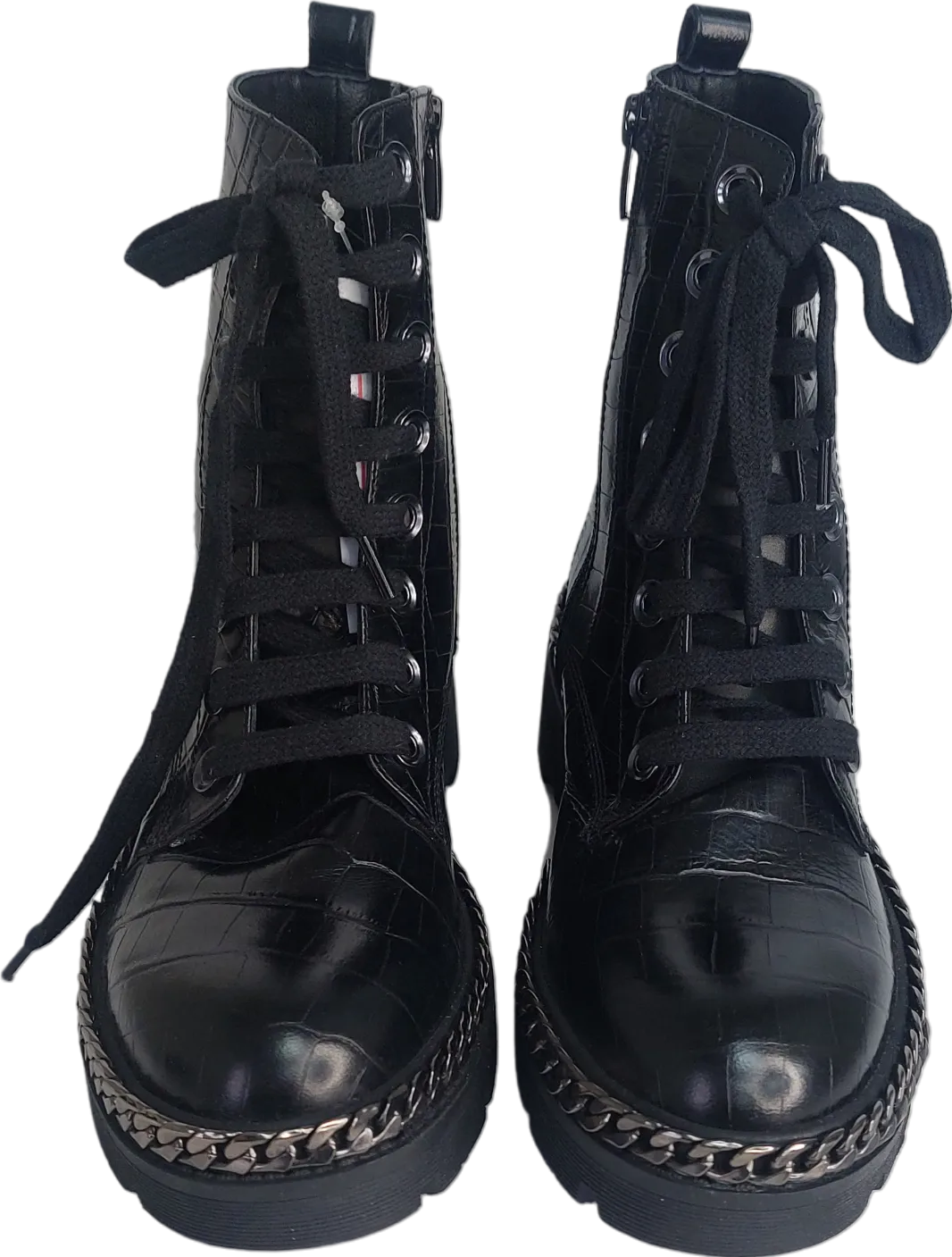 moda in pelle Black Croc Effect Bpots UK 4 EU 37 👠
