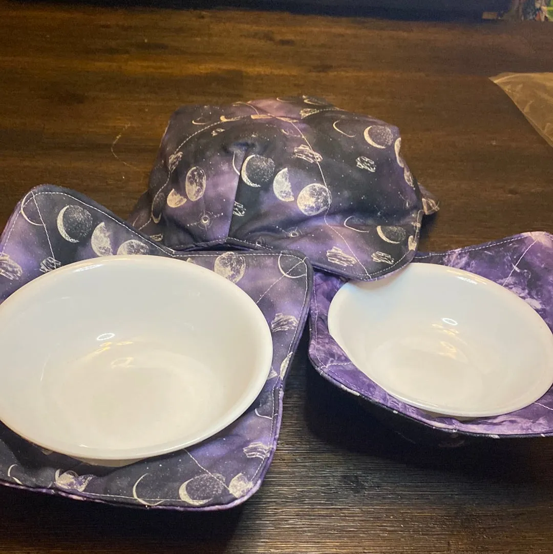 Moon Phases Purple Bowl Cozy Set Sm/Med/Large - Assorted Liner colors