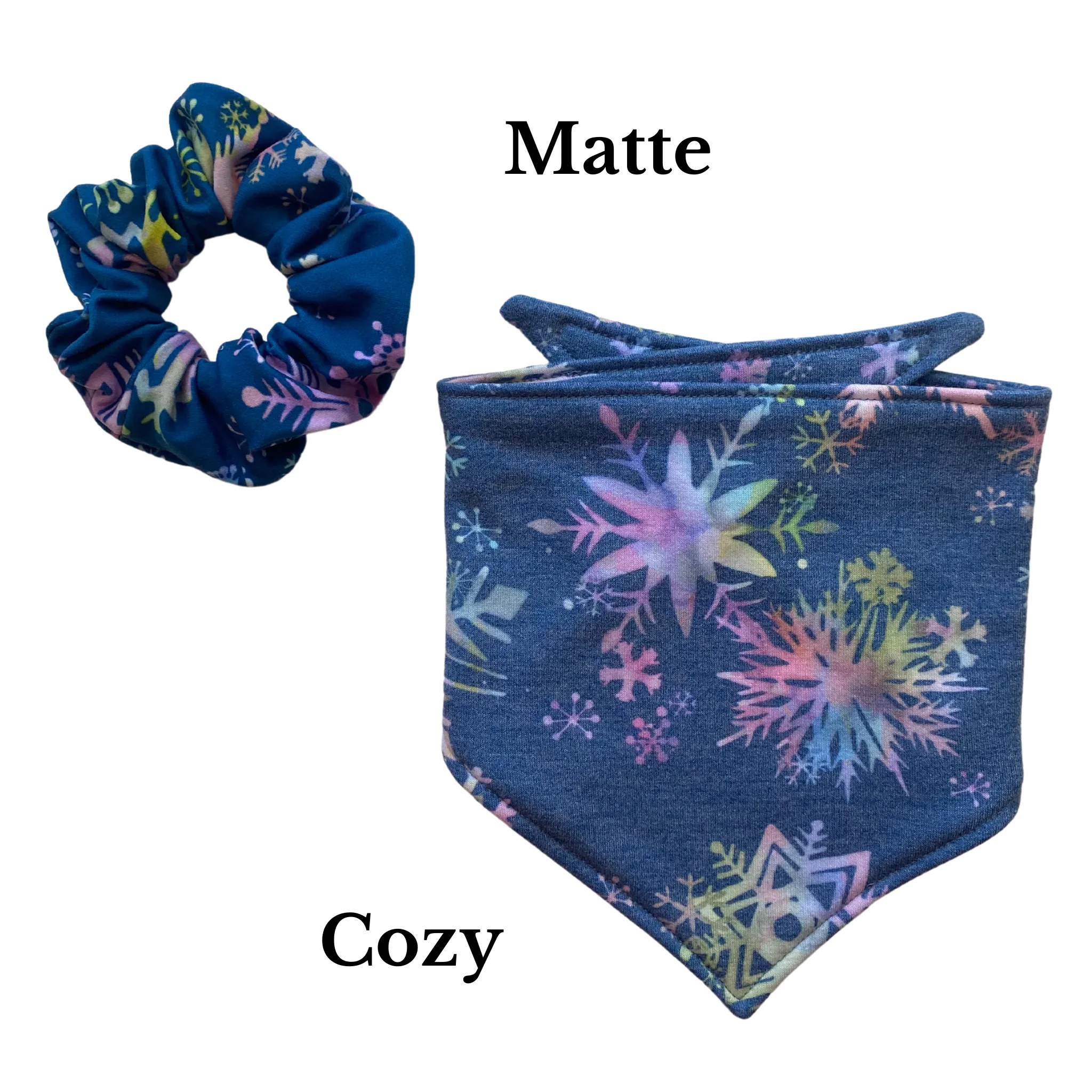 Multicolored Snowflakes on a Soft Steel Blue background scARF