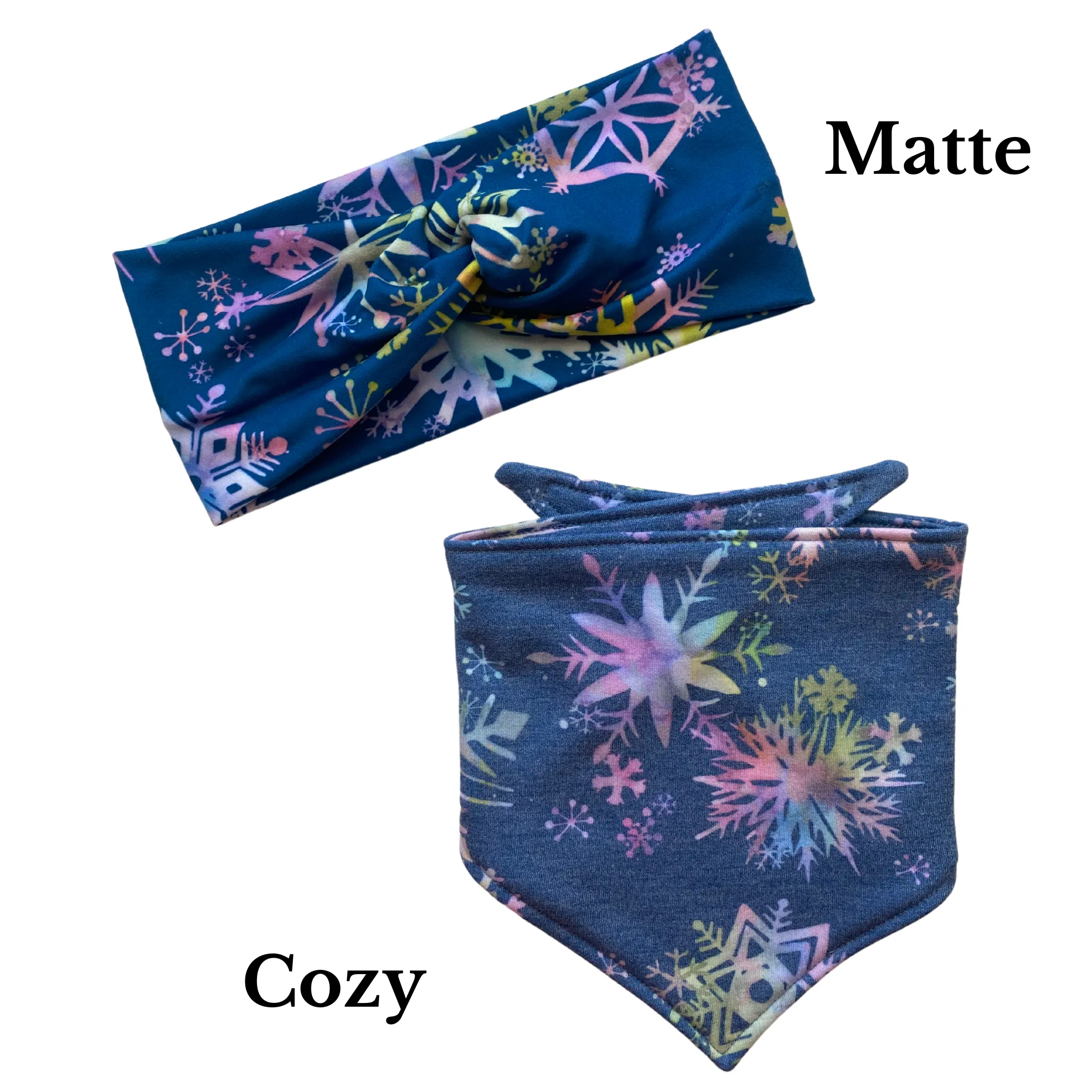 Multicolored Snowflakes on a Soft Steel Blue background scARF