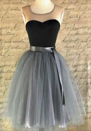 new Homecoming Dress, Vintage Ribbons Belt Tulle Short Prom Dresses Party Dress OK360