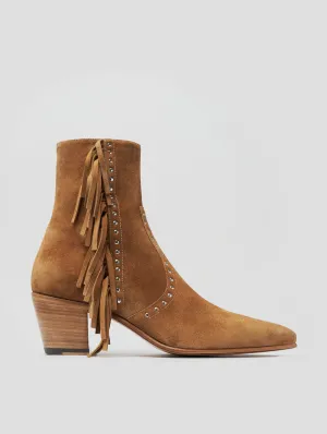 NICO 60MM "MOJAVE" FRINGED BOOT IN TOBACCO SUEDE