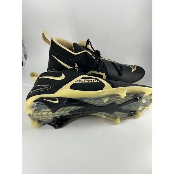 Nike Alpha Menace Pro 3 Black/Gold Football Cleats DM1788-002 Size 18