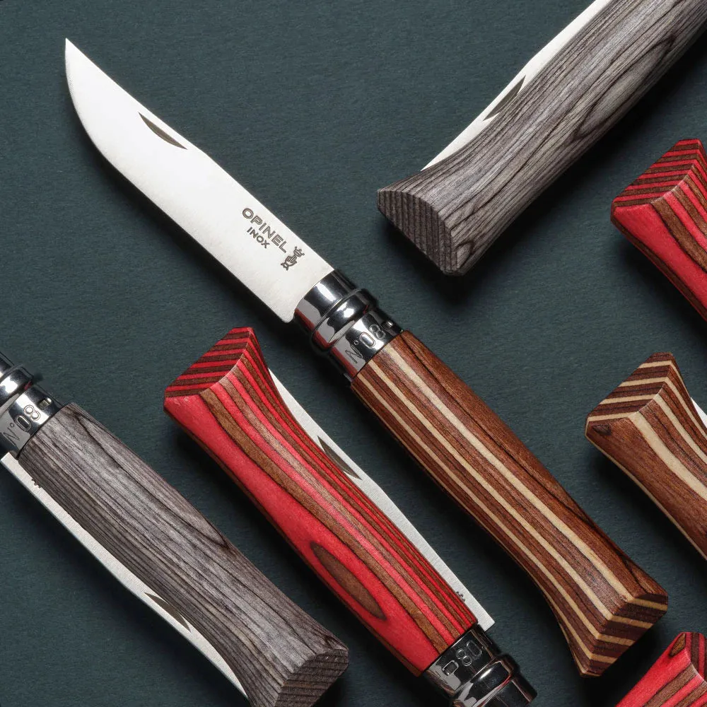 No.08 Laminated Birch Folding Knife - Brown