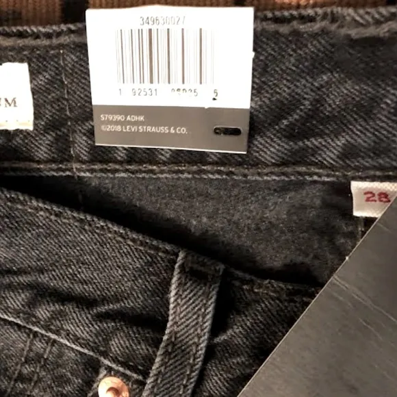 NWT LEVI'S High-rise Black Wash Denim Deconstructed Mini Jean Skirt 28 Medium