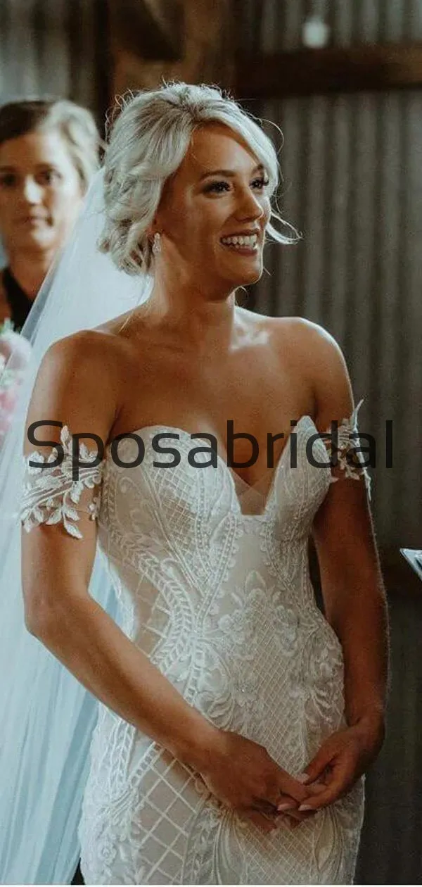 Off the Shoulder Sweatheart Mermaid Beach Long Wedding Dresses WD0554