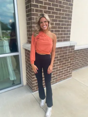 One Shoulder Top// Rust