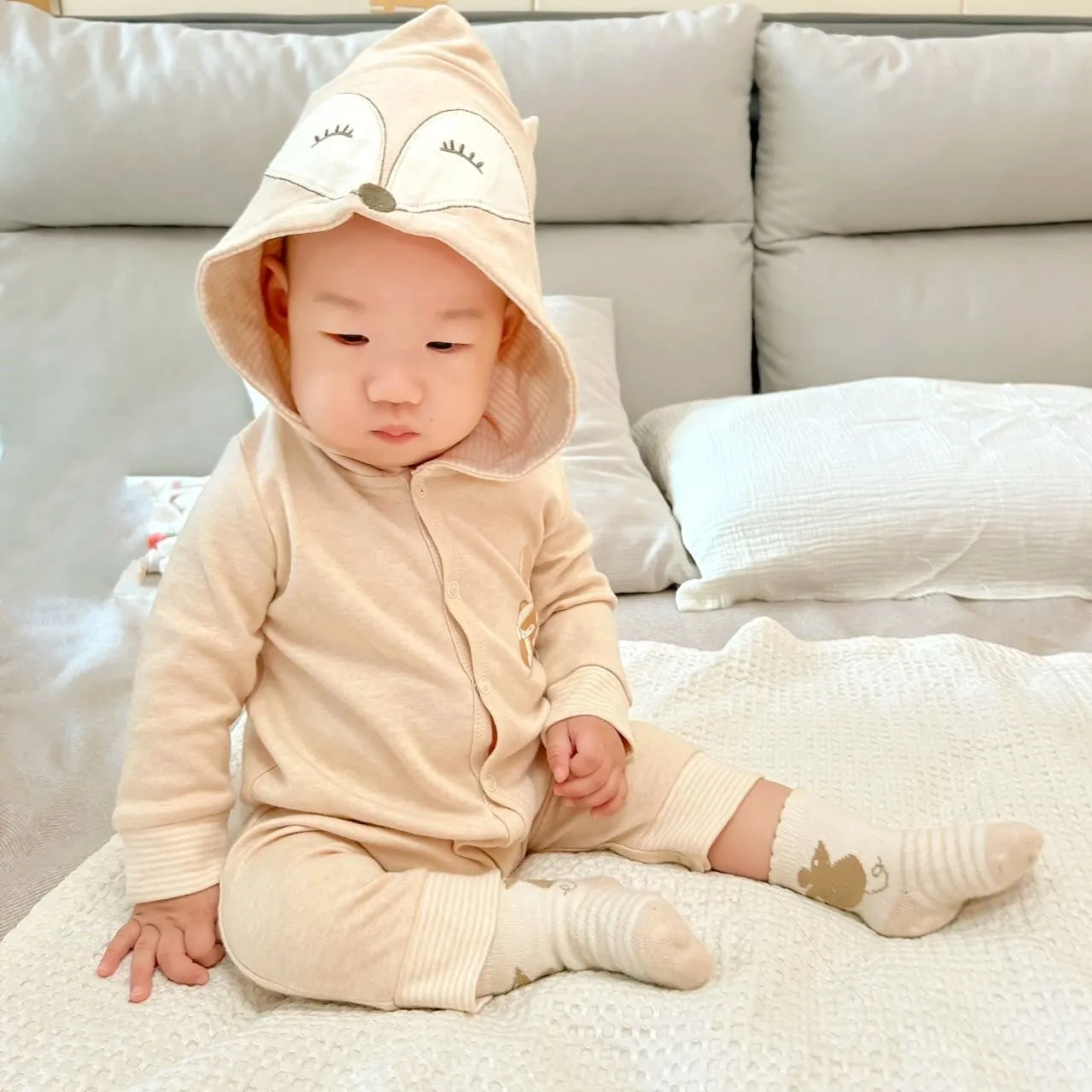 Organic Newborn Clothing | Cozy Baby Hooded Romper