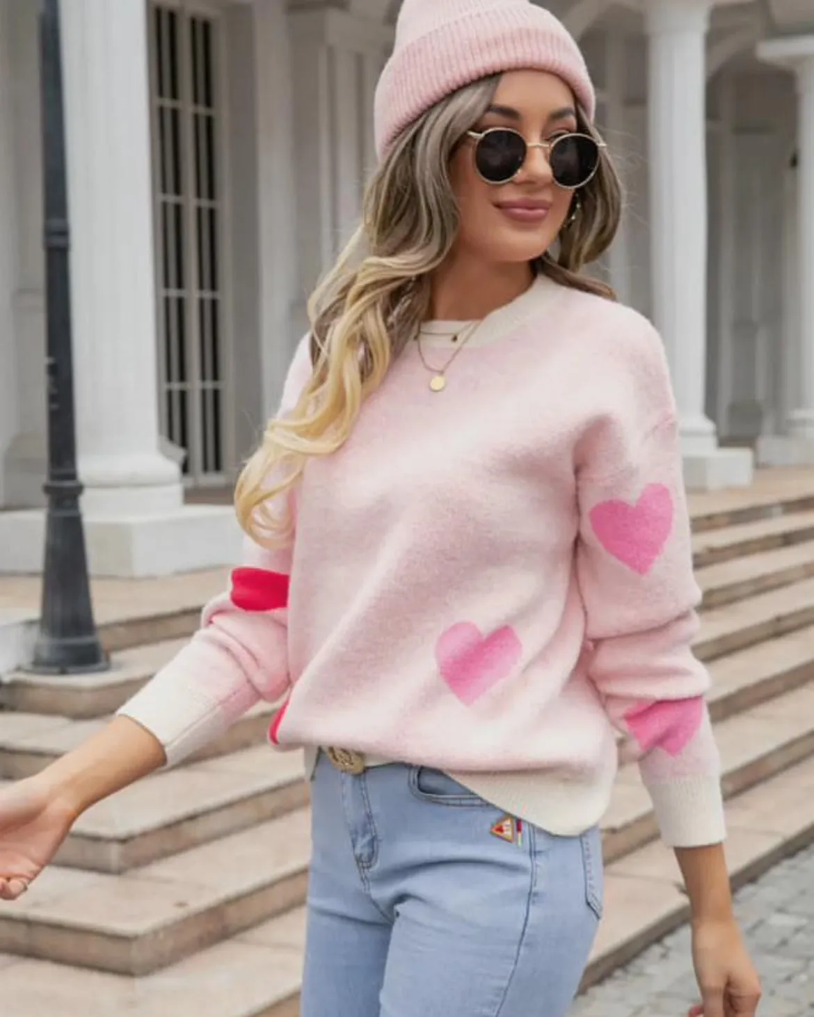 Pink Heart Sweater