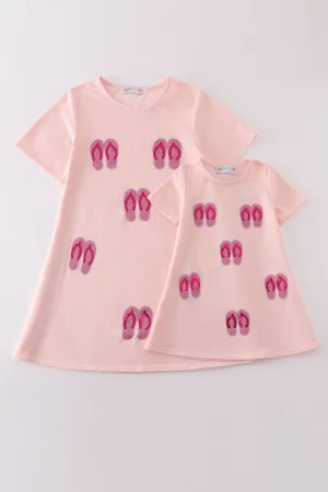 Pink Slipper Sequin Mom&me Dress