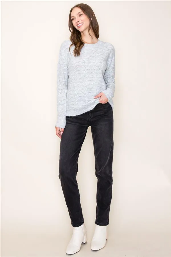 Pointelle Sweater - Heather Gray