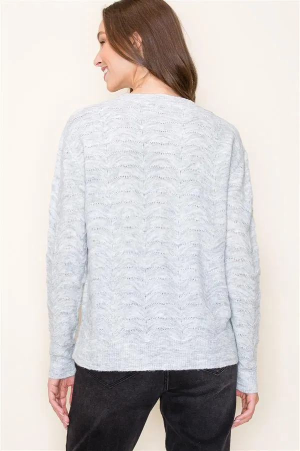 Pointelle Sweater - Heather Gray