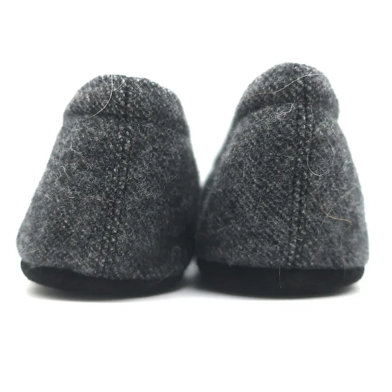 Prada Drawstring Slippers Dark Gray Flannel Size 37 NEW