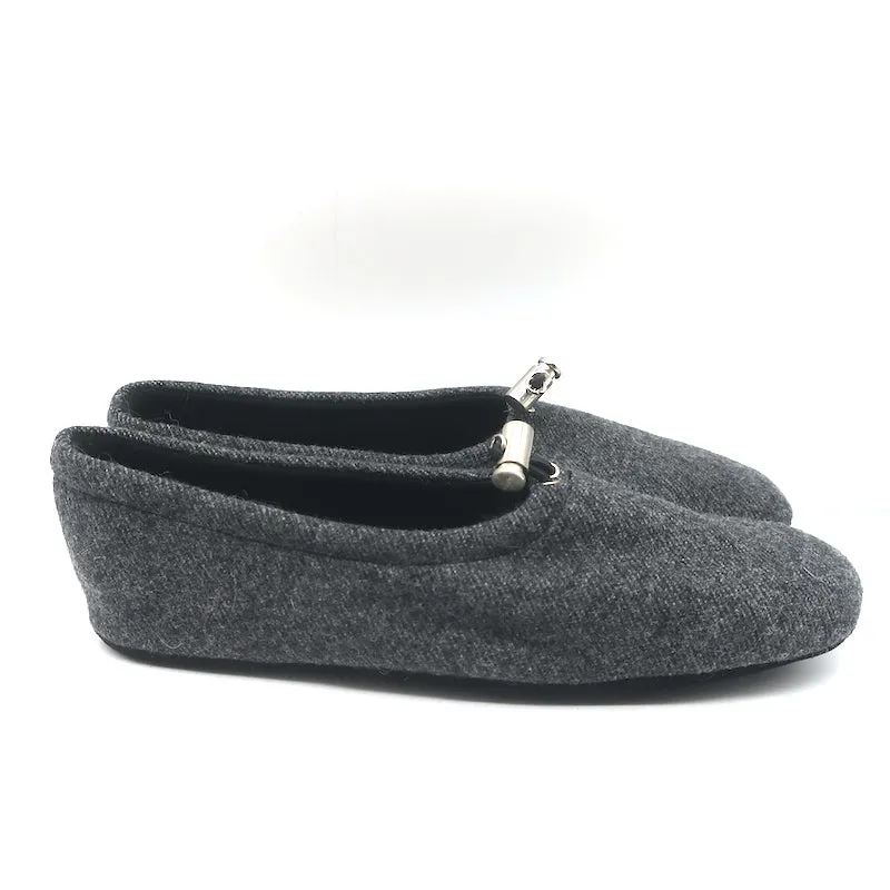 Prada Drawstring Slippers Dark Gray Flannel Size 37 NEW
