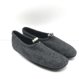 Prada Drawstring Slippers Dark Gray Flannel Size 37 NEW