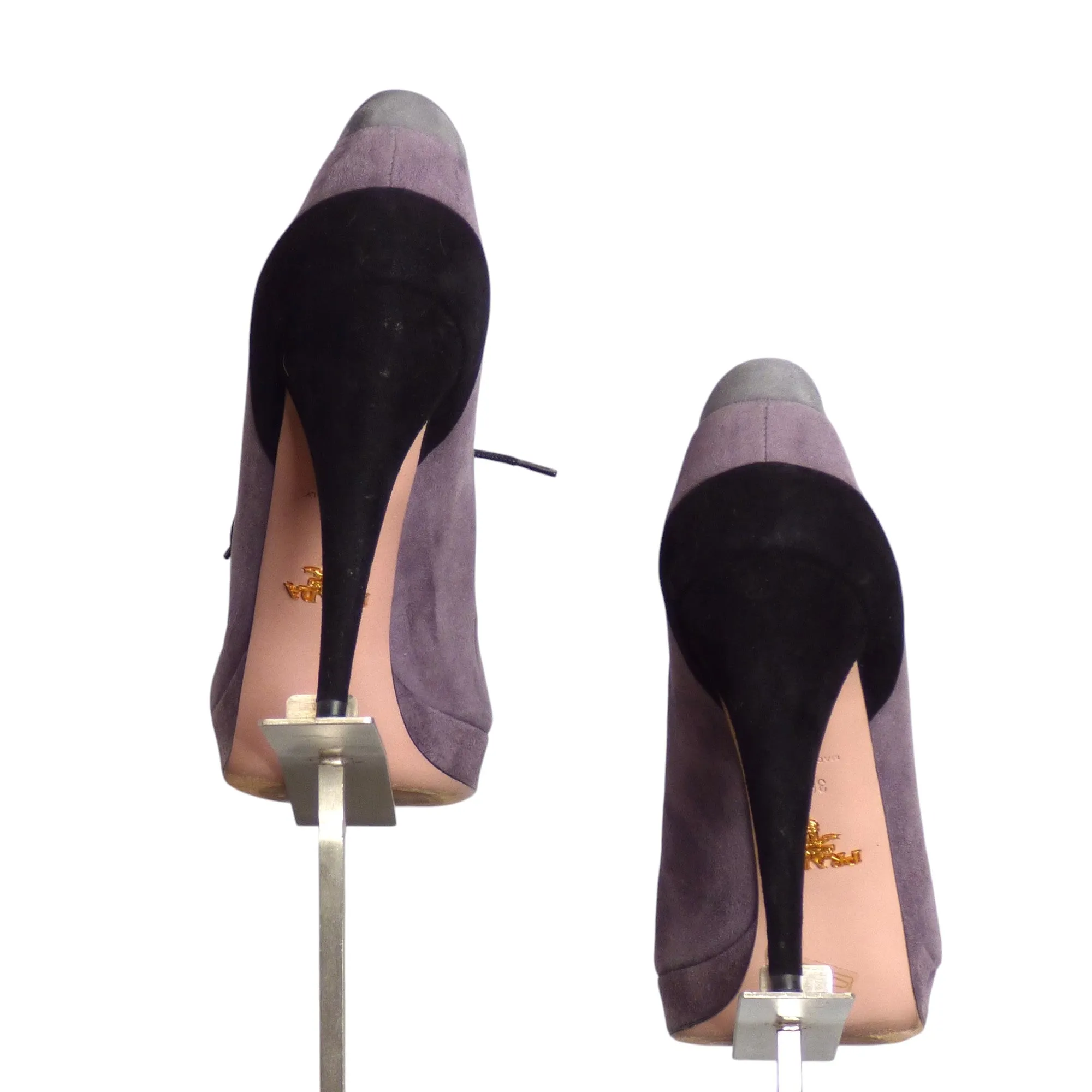 PRADA- Purple Suede Platform Ankle Boot, Size 38.5