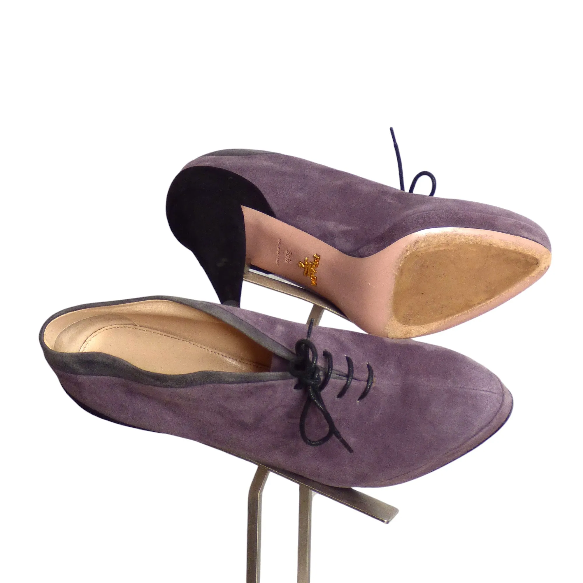 PRADA- Purple Suede Platform Ankle Boot, Size 38.5