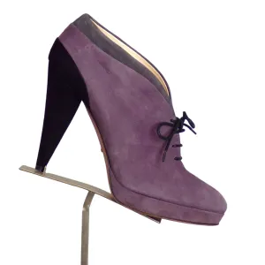 PRADA- Purple Suede Platform Ankle Boot, Size 38.5