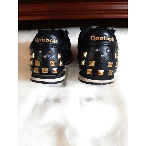 REEBOK ALICIA KEYS Women's Size 8 Nylon Sneakers Black/Gold Studded