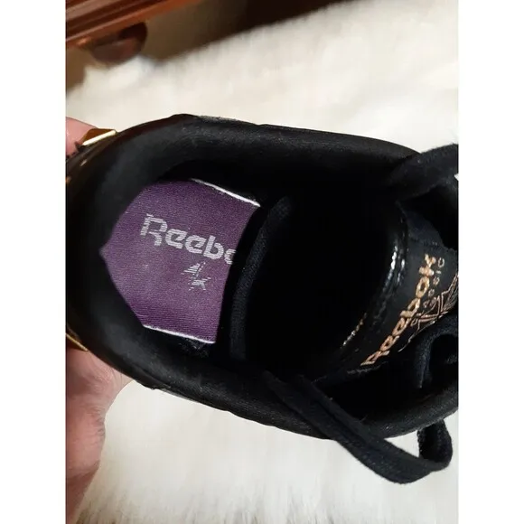 REEBOK ALICIA KEYS Women's Size 8 Nylon Sneakers Black/Gold Studded