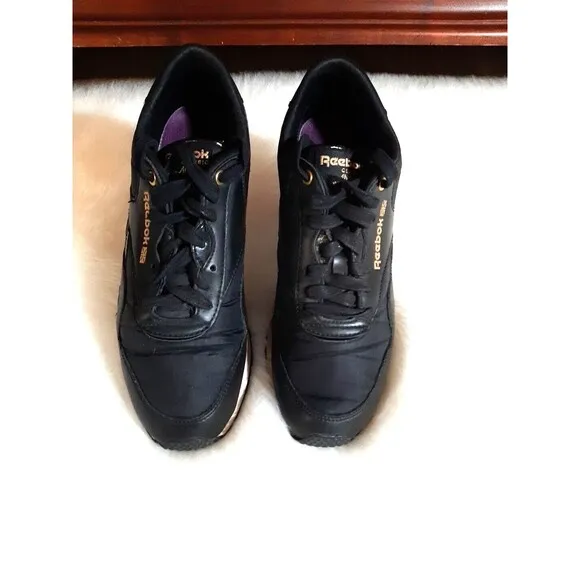REEBOK ALICIA KEYS Women's Size 8 Nylon Sneakers Black/Gold Studded