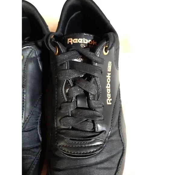 REEBOK ALICIA KEYS Women's Size 8 Nylon Sneakers Black/Gold Studded