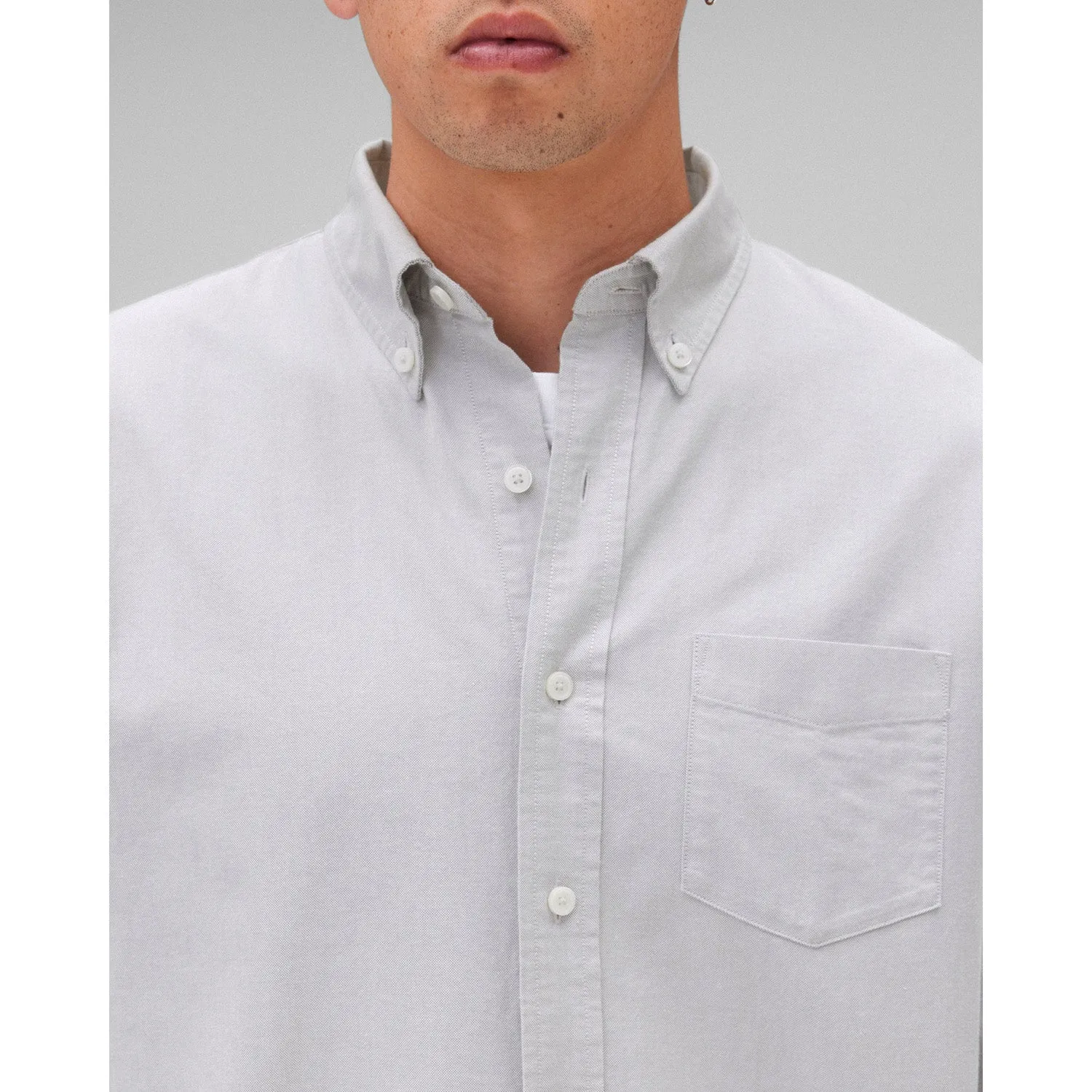 Reigning Champ Men Woven Windsor Oxford Shirt Light Grey RC-8000-LGRY