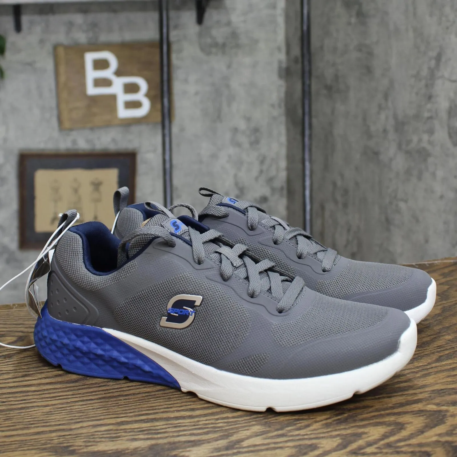 S Sport By Skechers Mens Troy Lace Up Sneakers 88421359 Gray / Blue 9
