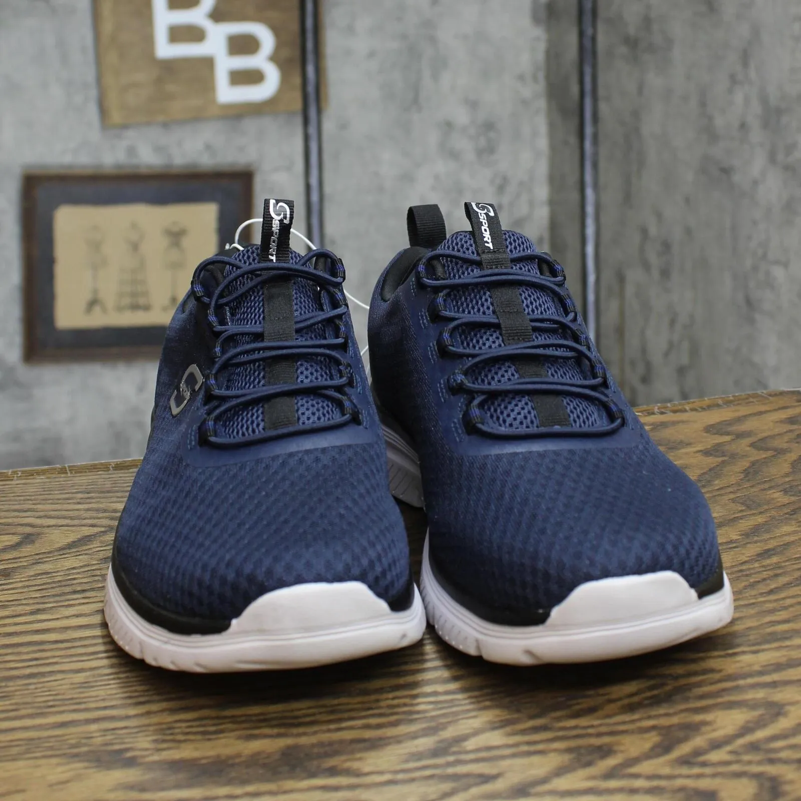 S Sport By Skechers Mens Wide Fit Pull On Low Top Wilmer Sneakers Navy Blue 10