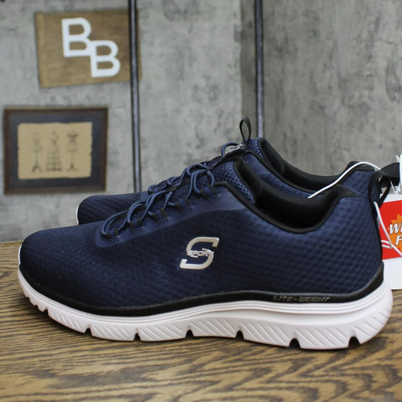 S Sport By Skechers Mens Wide Fit Pull On Low Top Wilmer Sneakers Navy Blue 10