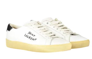 Saint Laurent White Court Classic Logo-embroidered Leather Trainers UK 2 EU 35 👠