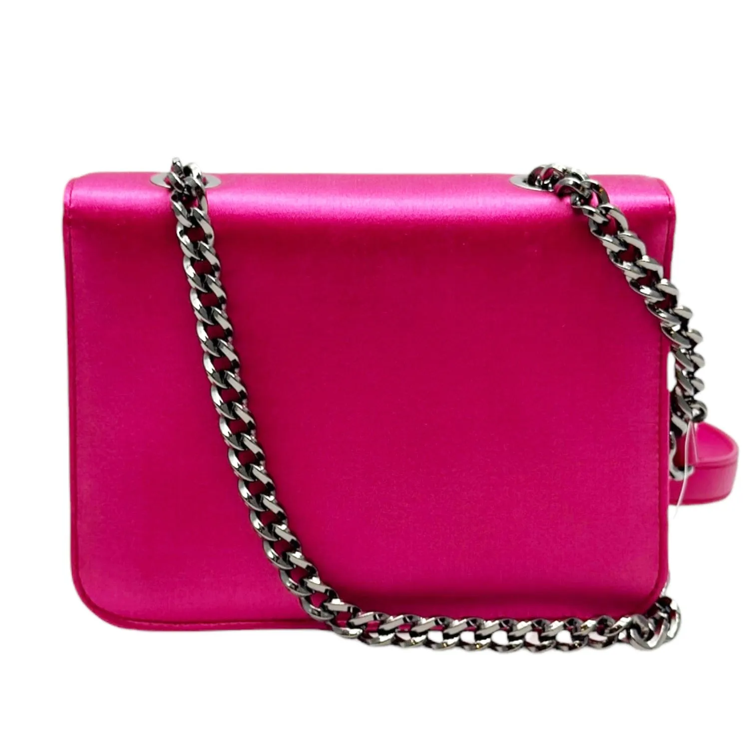 SALVATORE FERRAGAMO Mini Satin Joanne Cocktail Shoulder Bag with Crystal Embellishment - Bubble Gum Pink