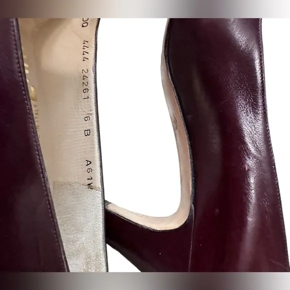 Salvatore Ferragamo vintage 80s pumps burgundy Peonia 6 B