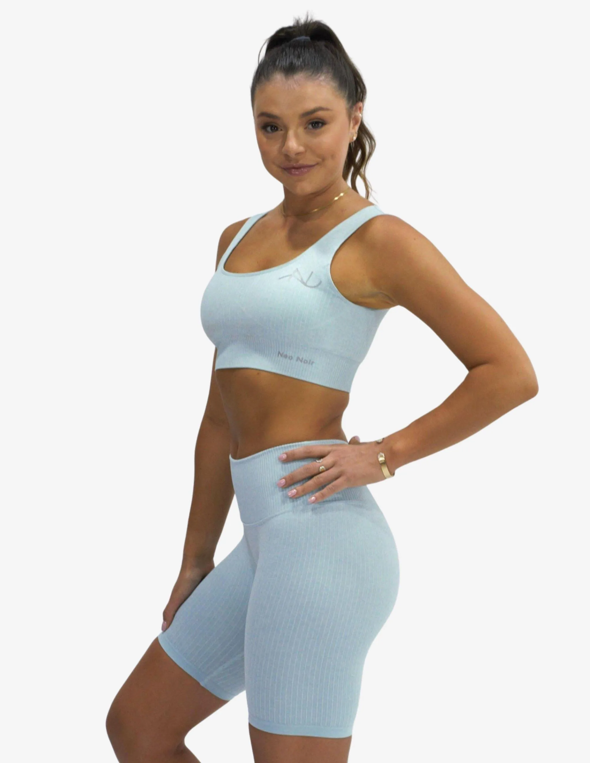 Seamless Ribbed Short Light Blue