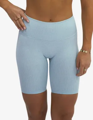 Seamless Ribbed Short Light Blue