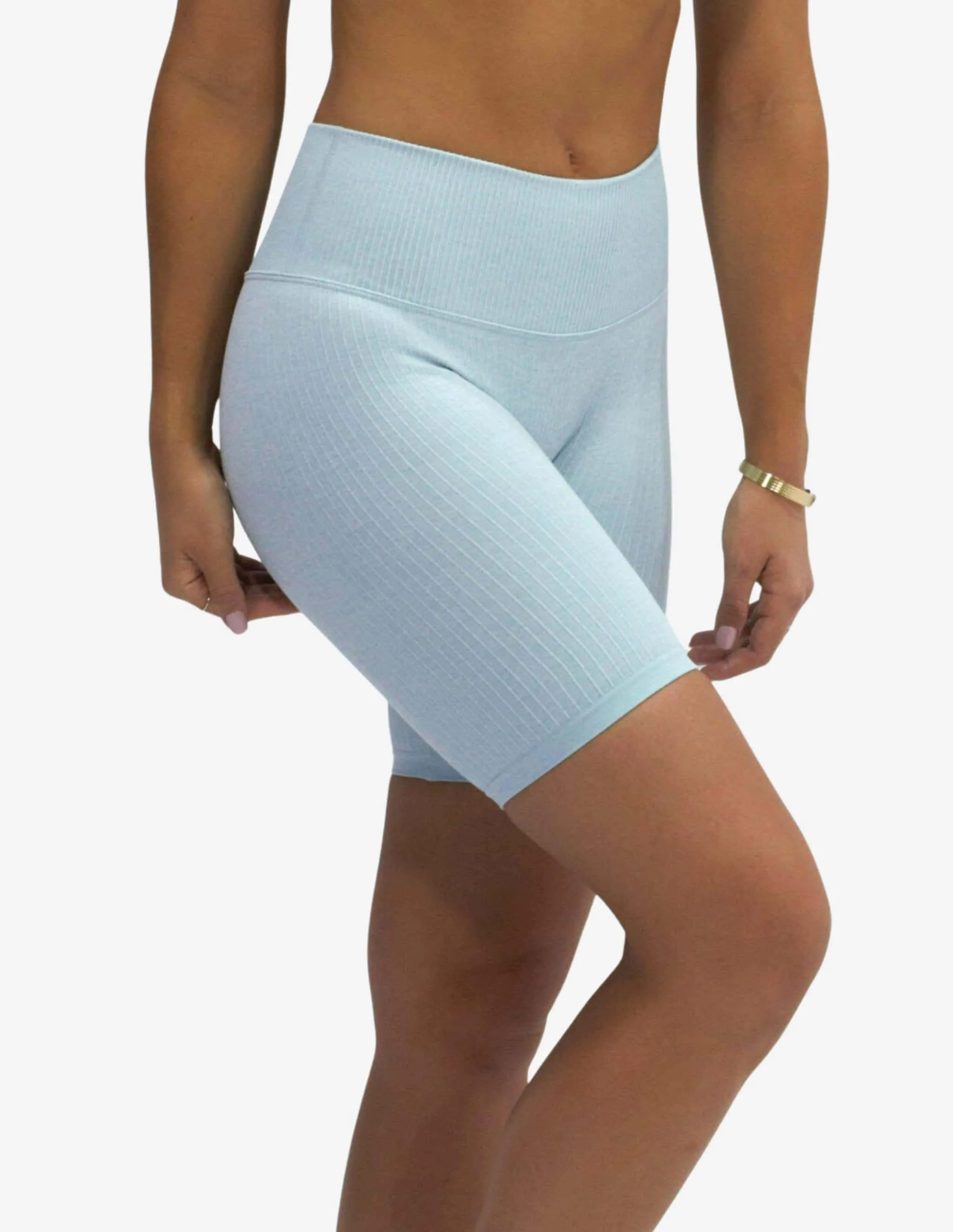 Seamless Ribbed Short Light Blue