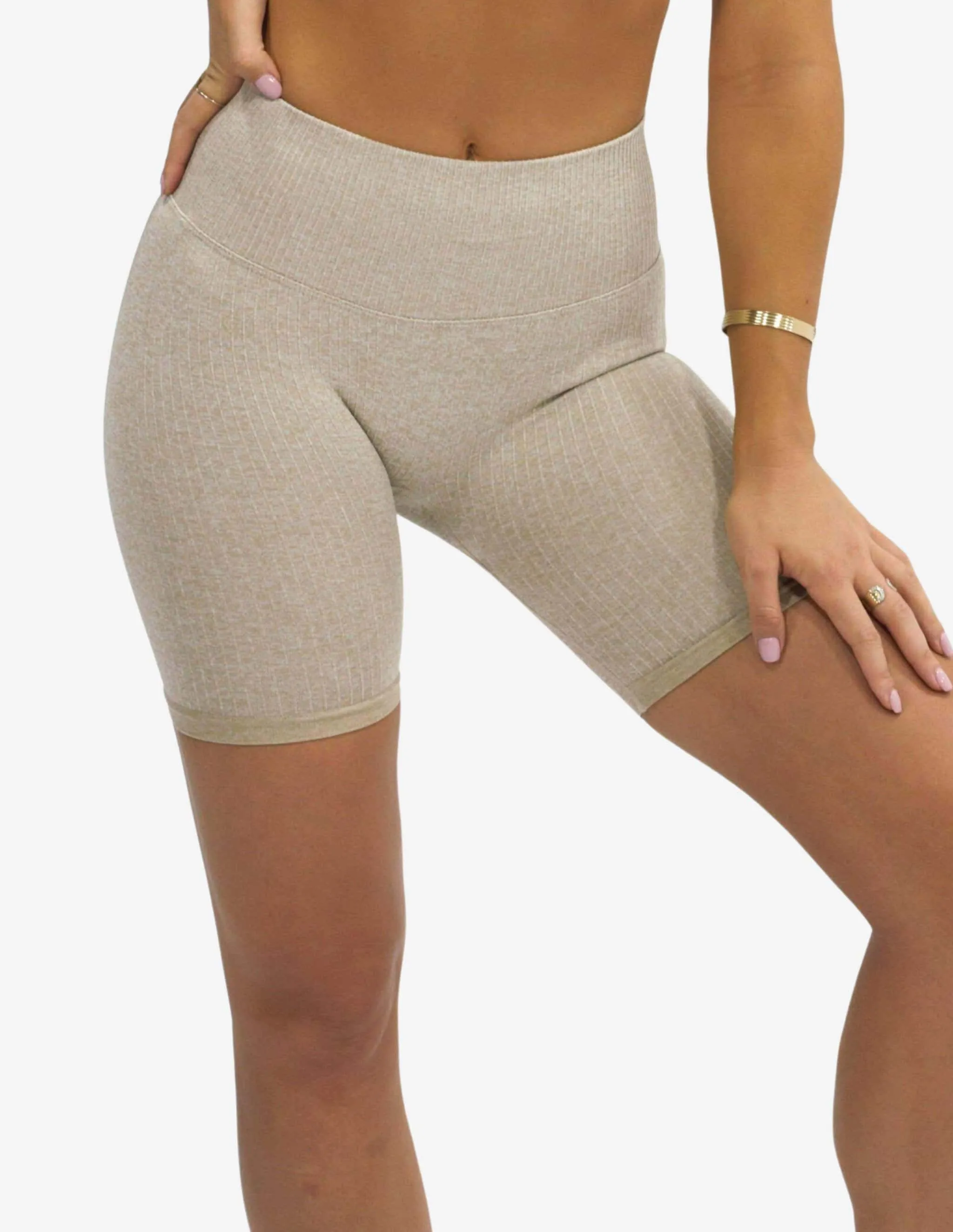 Seamless Ribbed Short Taupe