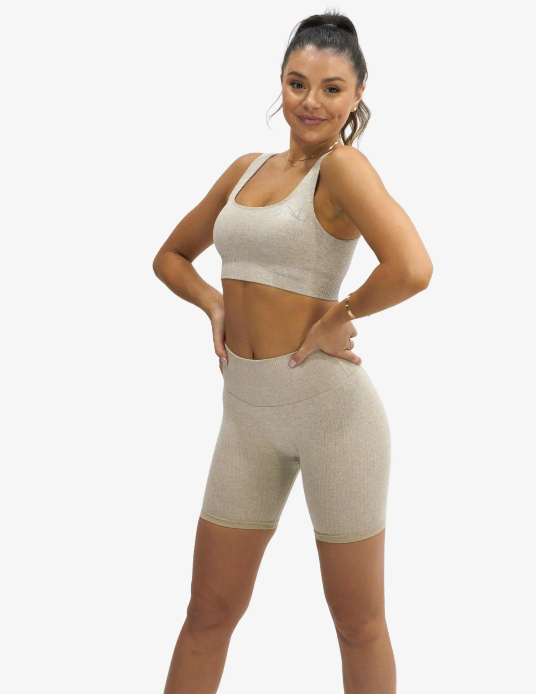 Seamless Ribbed Short Taupe