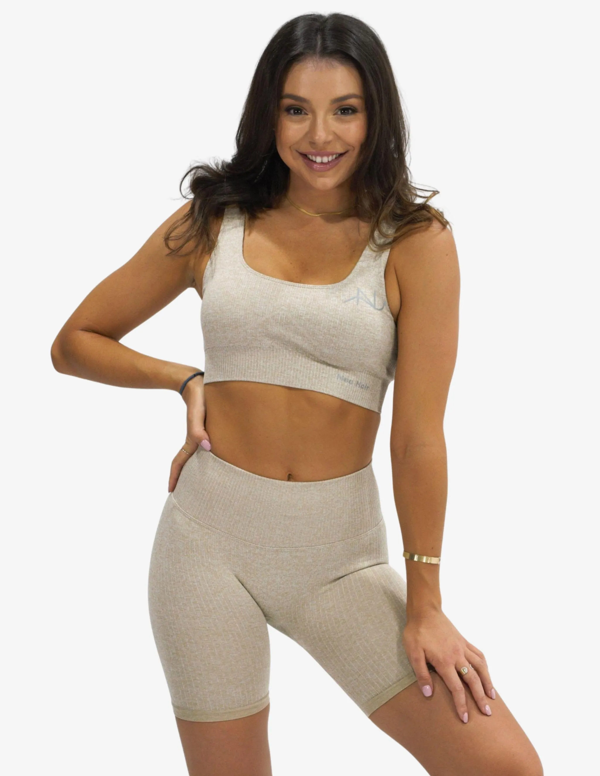 Seamless Ribbed Short Taupe