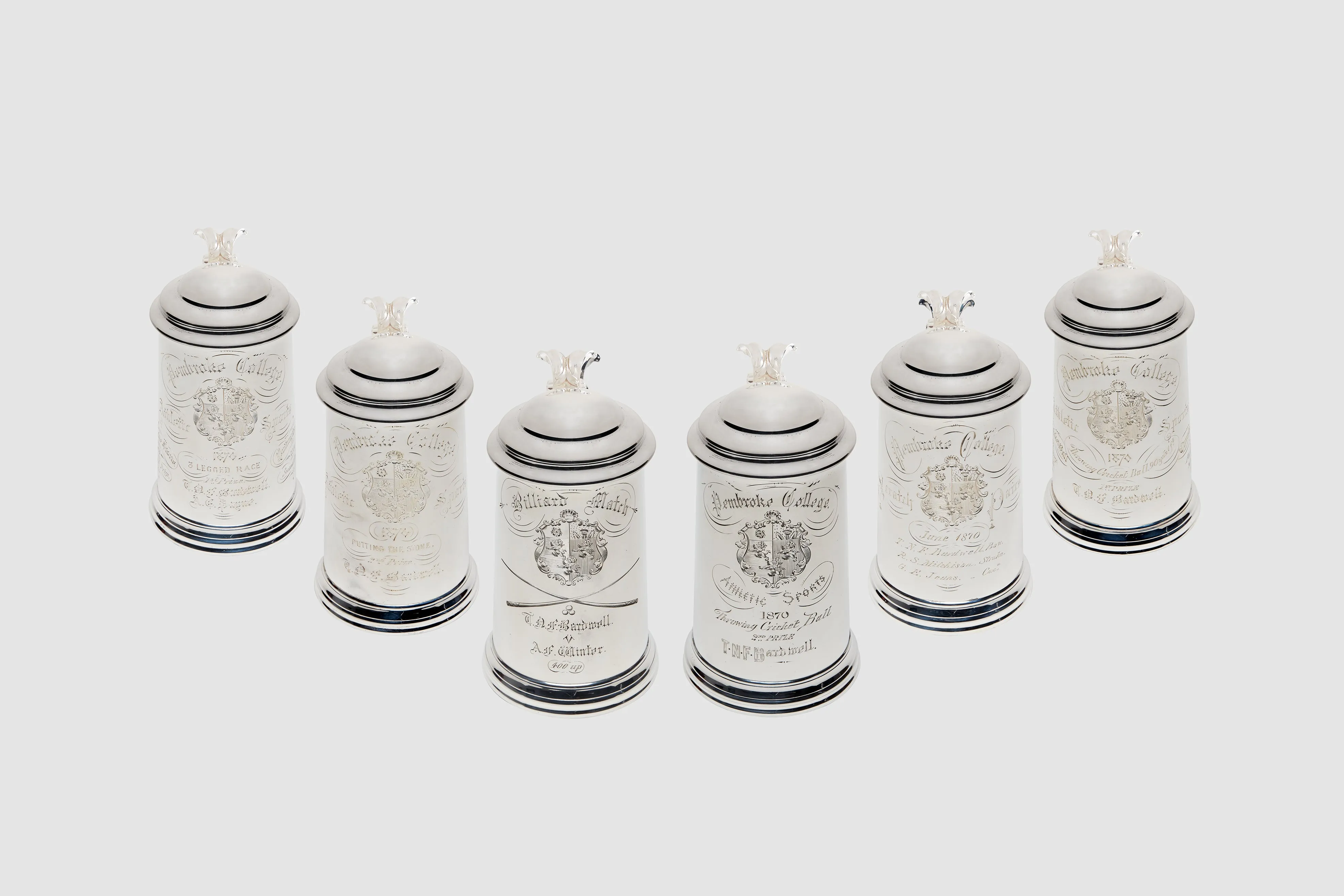 Set of Six Lidded Drinking Tankards