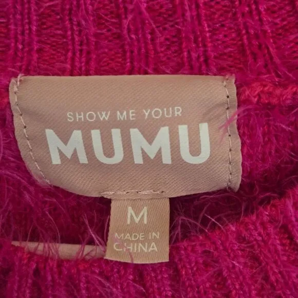 Show Me Your Mumu Vienna Sweater Pink Cozy Soft Balloon Sleeve Size M