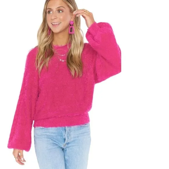Show Me Your Mumu Vienna Sweater Pink Cozy Soft Balloon Sleeve Size M