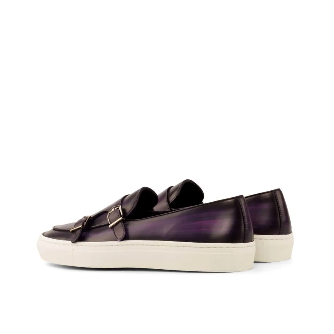 Sneaker Mocassin Double Boucle en cuir patiné violet